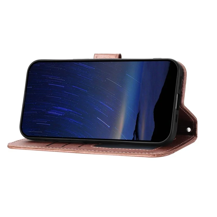 Capa para Samsung Galaxy A26 5G com bolso com zíper e alça transversal de ombro - Rosa Dourado