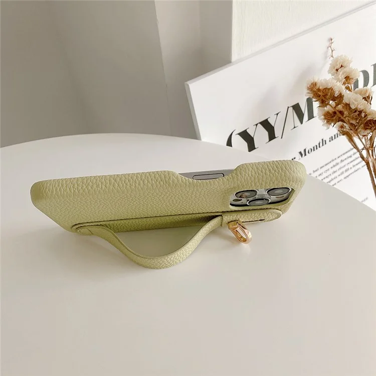Für iPhone 16 Pro Hülle Armband Ständer PU-Leder + PET Handyhülle - Grün