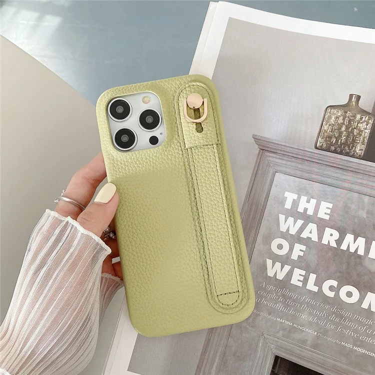 Für iPhone 16 Pro Hülle Armband Ständer PU-Leder + PET Handyhülle - Grün