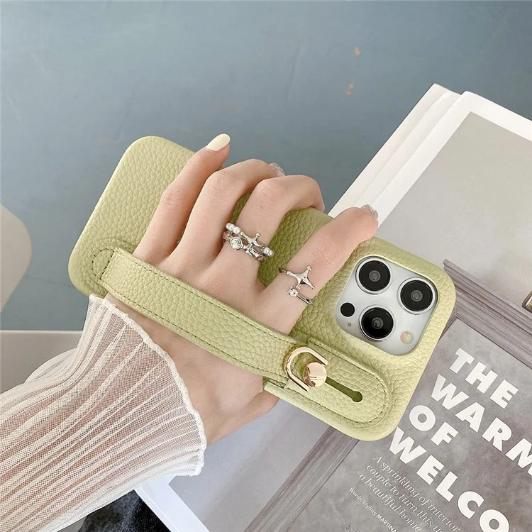 Für iPhone 16 Pro Hülle Armband Ständer PU-Leder + PET Handyhülle - Grün