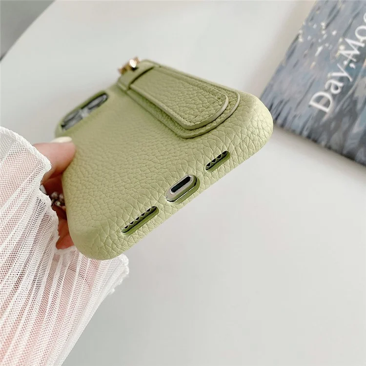 Für iPhone 16 Pro Hülle Armband Ständer PU-Leder + PET Handyhülle - Grün