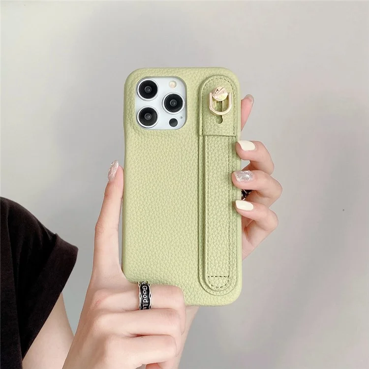 Für iPhone 16 Pro Hülle Armband Ständer PU-Leder + PET Handyhülle - Grün