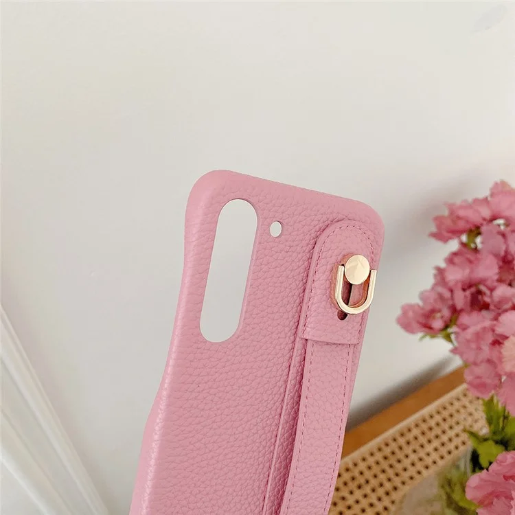 Für Samsung Galaxy S23 Hülle Armband Ständer PU-Leder + PET Handyhülle - Rosa