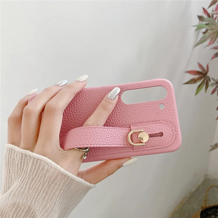 Für Samsung Galaxy S23 Hülle Armband Ständer PU-Leder + PET Handyhülle - Rosa