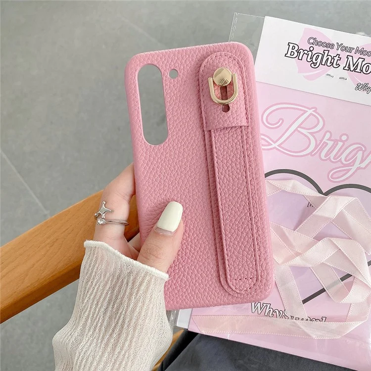 Für Samsung Galaxy S23 Hülle Armband Ständer PU-Leder + PET Handyhülle - Rosa