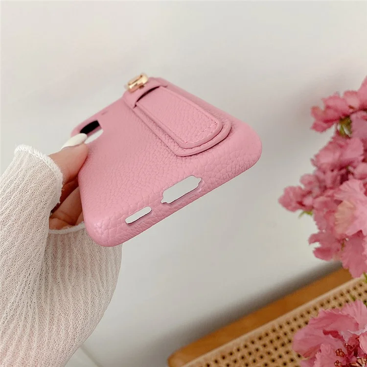 Für Samsung Galaxy S23 Hülle Armband Ständer PU-Leder + PET Handyhülle - Rosa
