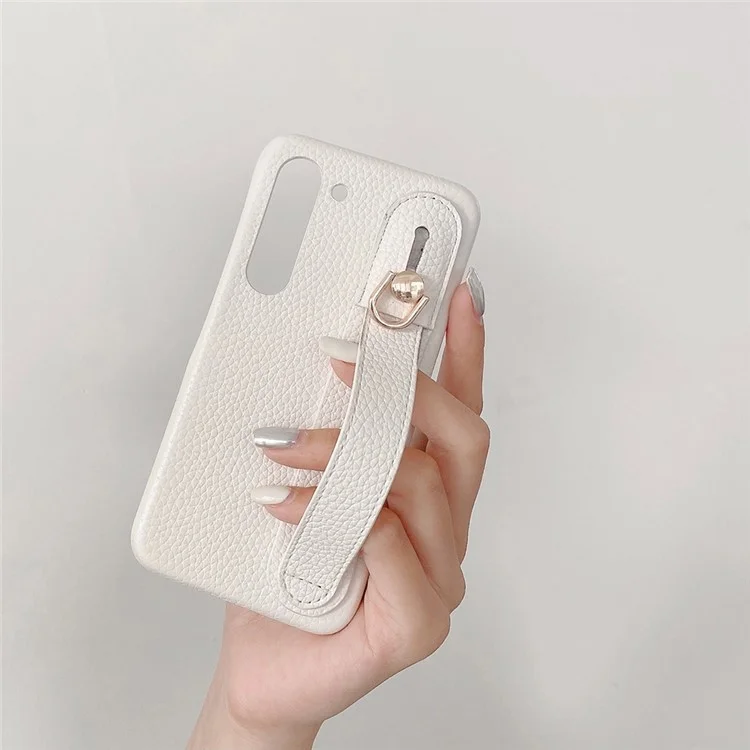 Für Samsung Galaxy S23+ Hülle Armband Ständer PU-Leder + PET Handyhülle - Weiß
