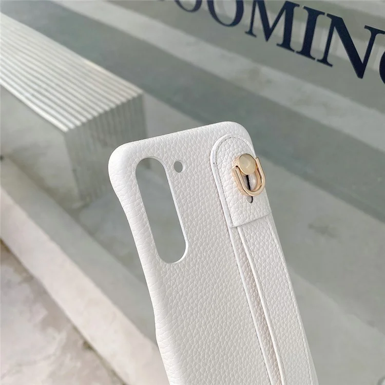 Für Samsung Galaxy S23+ Hülle Armband Ständer PU-Leder + PET Handyhülle - Weiß