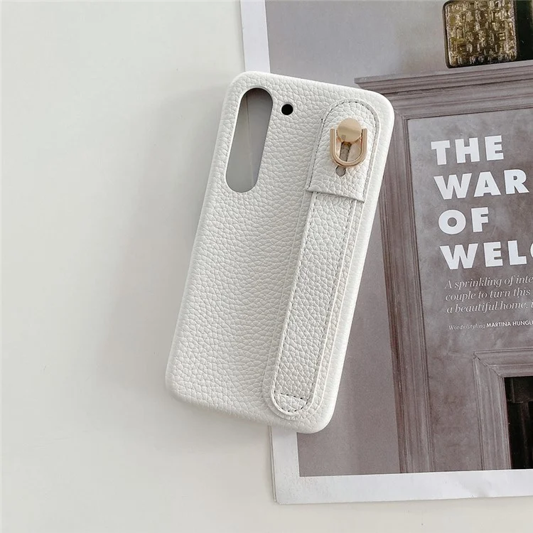 Für Samsung Galaxy S23+ Hülle Armband Ständer PU-Leder + PET Handyhülle - Weiß