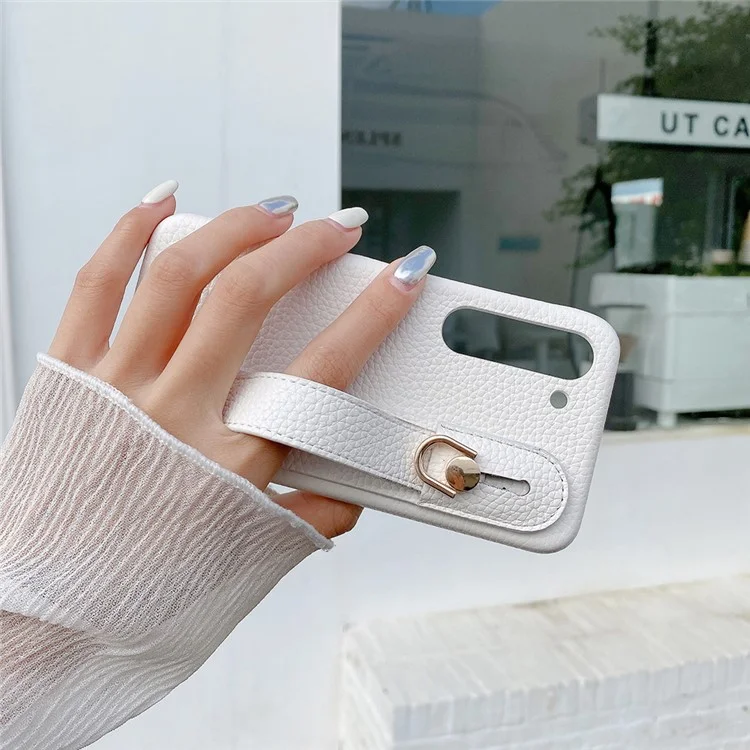 Für Samsung Galaxy S23+ Hülle Armband Ständer PU-Leder + PET Handyhülle - Weiß