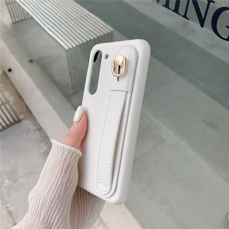Für Samsung Galaxy S23+ Hülle Armband Ständer PU-Leder + PET Handyhülle - Weiß