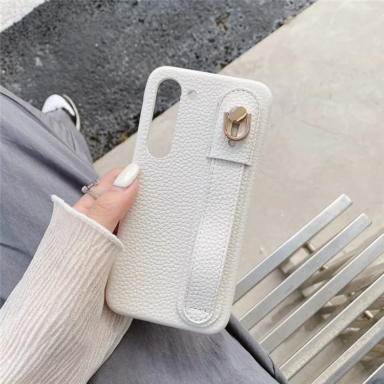 Für Samsung Galaxy S23+ Hülle Armband Ständer PU-Leder + PET Handyhülle - Weiß