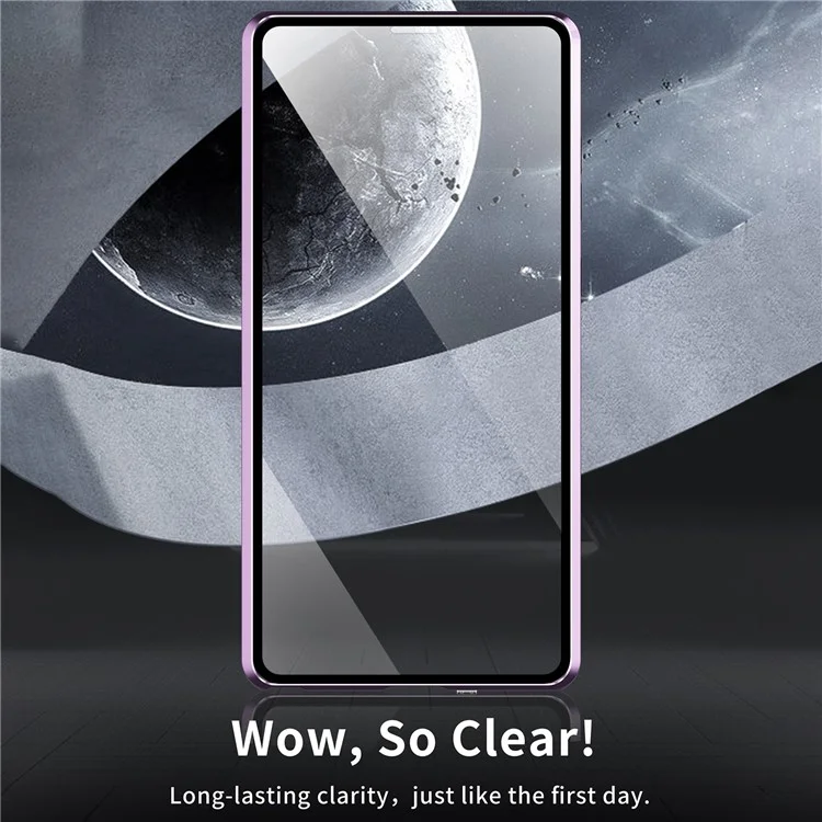 Чехол для Samsung Galaxy S24 FE, двухсторонний, из закаленного стекла и металла с магнитным креплением и пряжкой - Фиолетовый