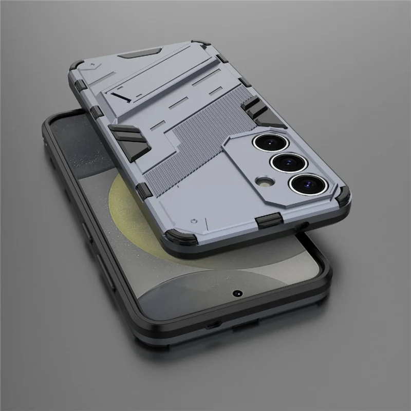 For Samsung Galaxy A56 5G Case PC+TPU Shockproof Phone Cover with Kickstand - Grey