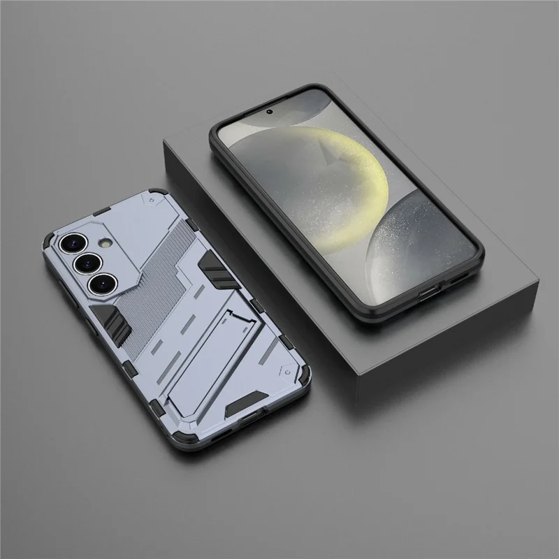 For Samsung Galaxy A56 5G Case PC+TPU Shockproof Phone Cover with Kickstand - Grey