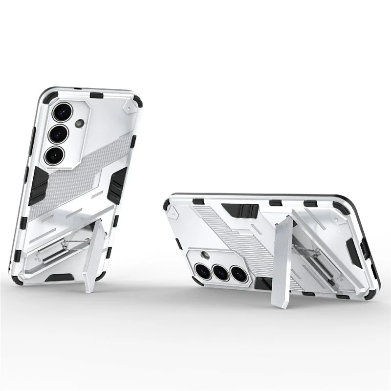 For Samsung Galaxy A56 5G Case PC+TPU Shockproof Phone Cover with Kickstand - White