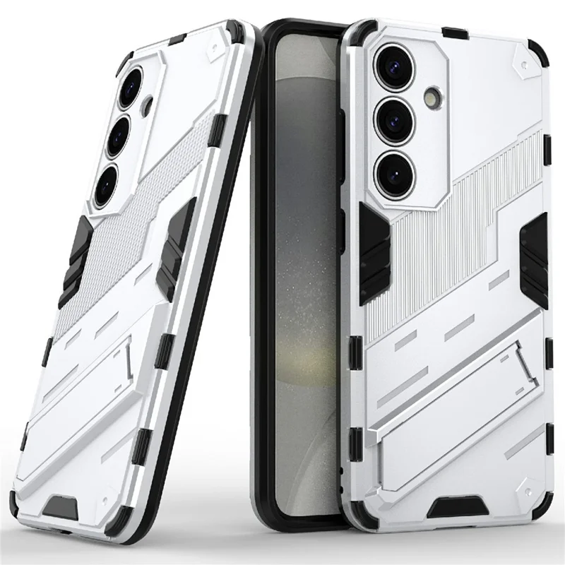 For Samsung Galaxy A56 5G Case PC+TPU Shockproof Phone Cover with Kickstand - White