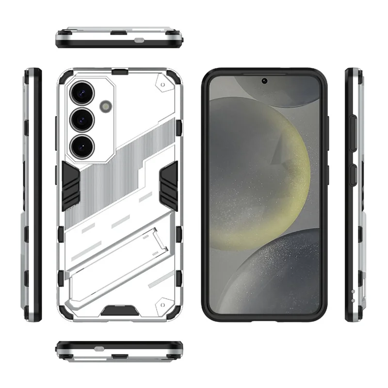 For Samsung Galaxy A56 5G Case PC+TPU Shockproof Phone Cover with Kickstand - White