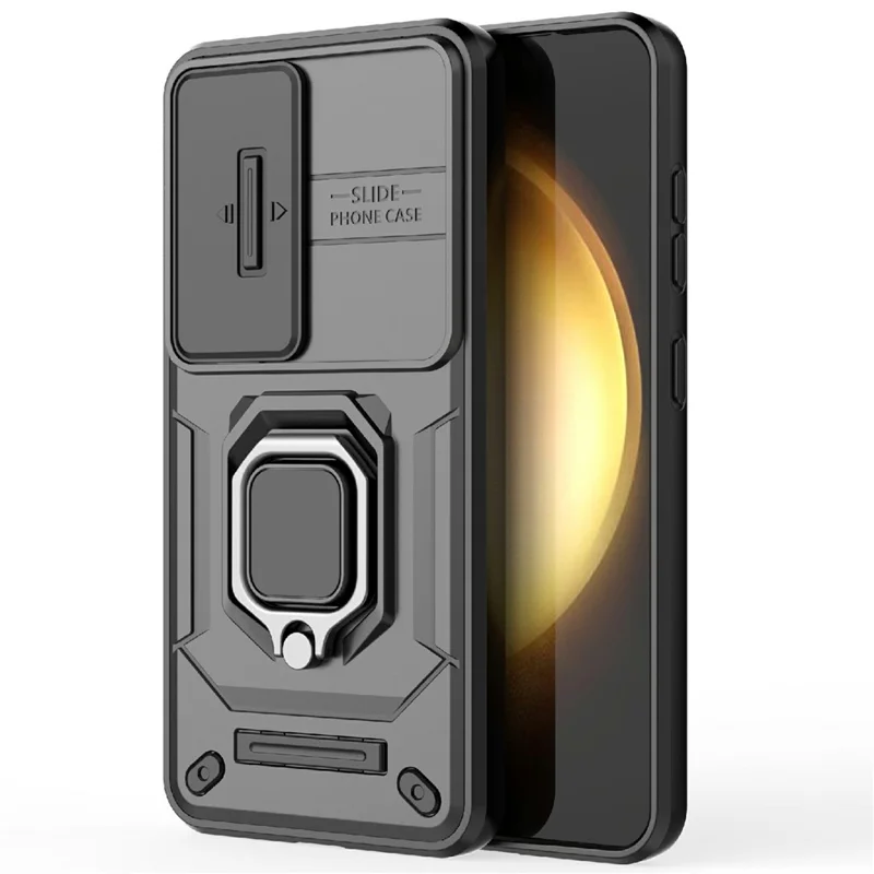 PC+TPU draaispalk hoesje met lensdeksel voor Samsung Galaxy A56 5G - Zwart