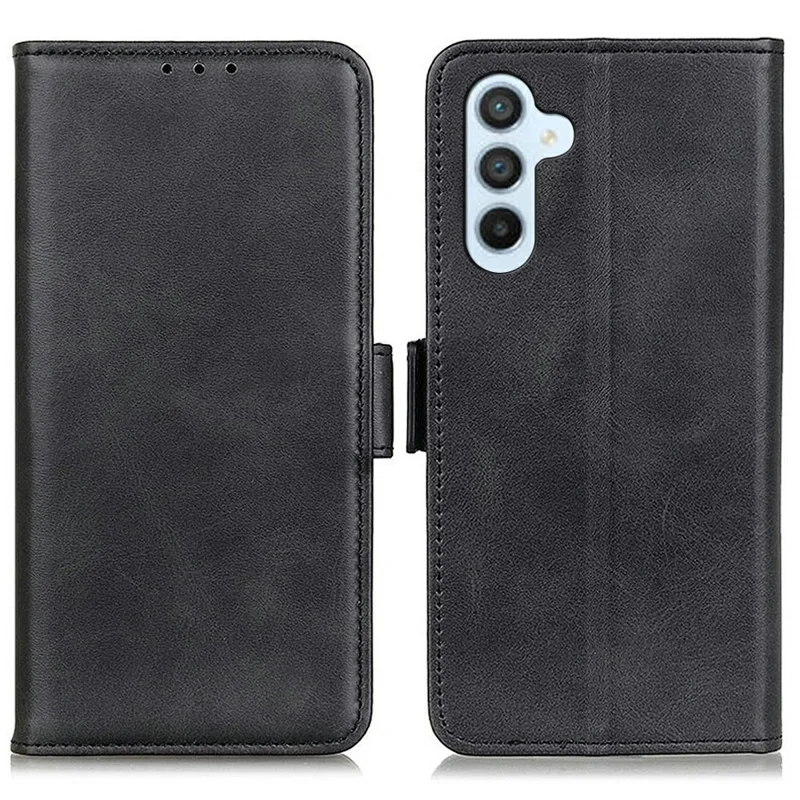 Zwart hoesje met stand voor Samsung Galaxy A56 5G, hoesje van PU-leer met koeienhuidstructuur