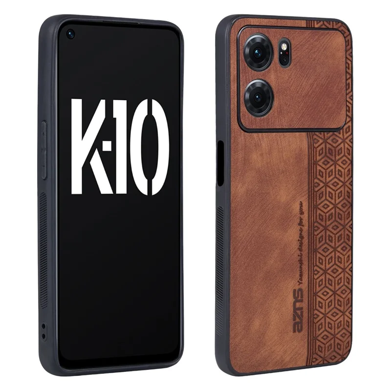 AZNS For Oppo K10 5G Anti-fall Cell Phone Cover Precise Cutouts Imprinted Pattern PU Leather + TPU Protective Phone Case - Brown