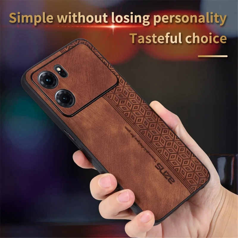 AZNS For Oppo K10 5G Anti-fall Cell Phone Cover Precise Cutouts Imprinted Pattern PU Leather + TPU Protective Phone Case - Brown