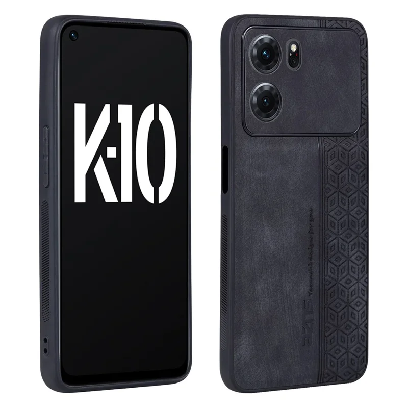 AZNS For Oppo K10 5G Anti-fall Cell Phone Cover Precise Cutouts Imprinted Pattern PU Leather + TPU Protective Phone Case - Black