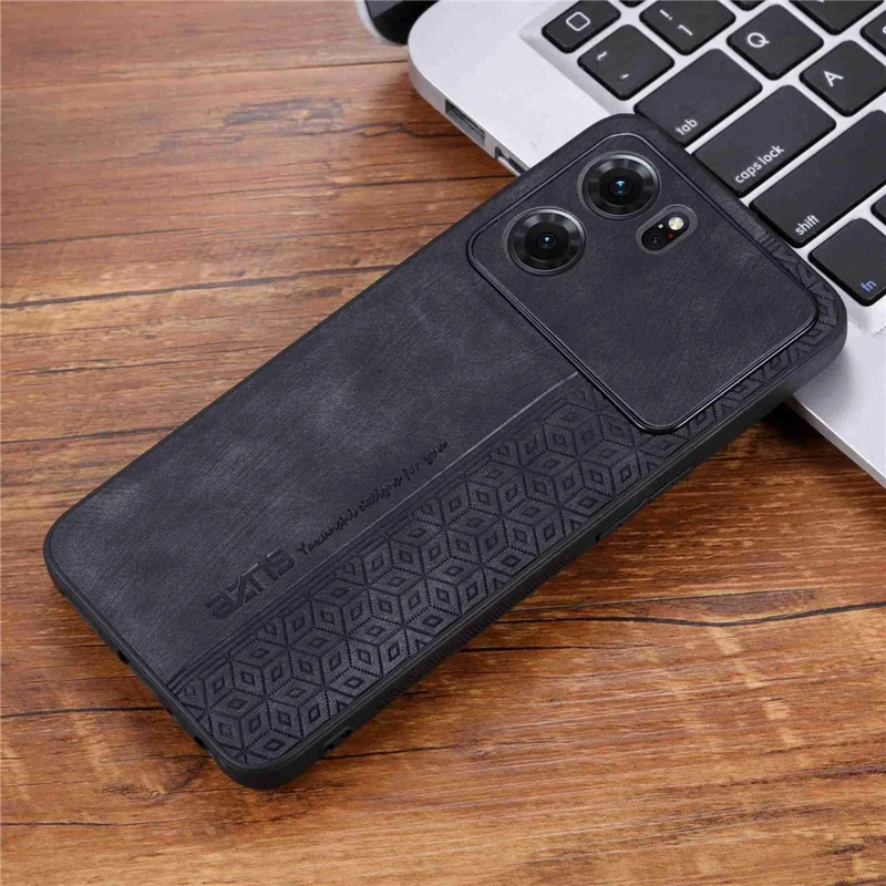 AZNS For Oppo K10 5G Anti-fall Cell Phone Cover Precise Cutouts Imprinted Pattern PU Leather + TPU Protective Phone Case - Black