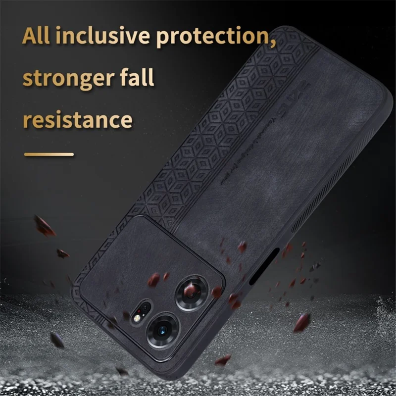 AZNS For Oppo K10 5G Anti-fall Cell Phone Cover Precise Cutouts Imprinted Pattern PU Leather + TPU Protective Phone Case - Black