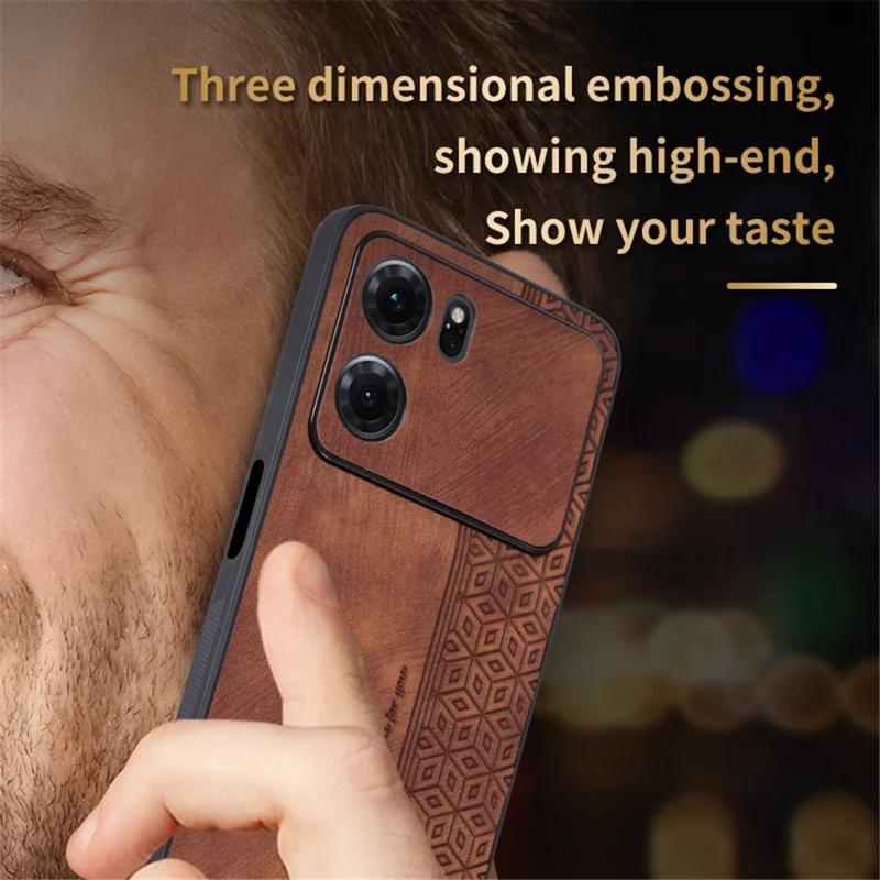 AZNS For Oppo K10 5G Anti-fall Cell Phone Cover Precise Cutouts Imprinted Pattern PU Leather + TPU Protective Phone Case - Black