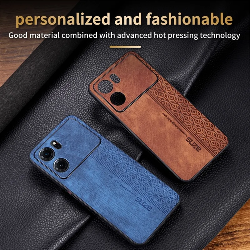 AZNS For Oppo K10 5G Anti-fall Cell Phone Cover Precise Cutouts Imprinted Pattern PU Leather + TPU Protective Phone Case - Black