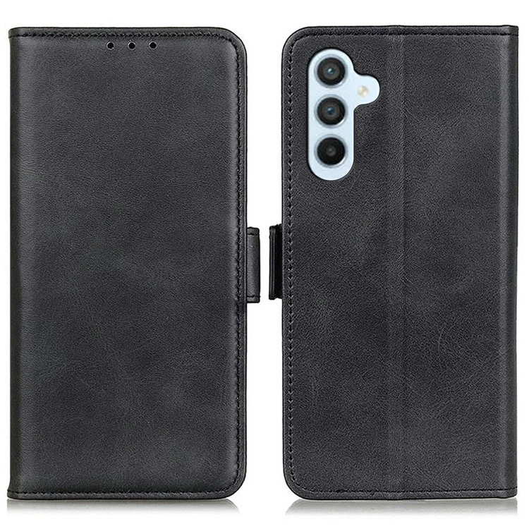 Custodia per Samsung Galaxy A26 5G, texture in pelle di mucca, cover in pelle PU con supporto - Nera