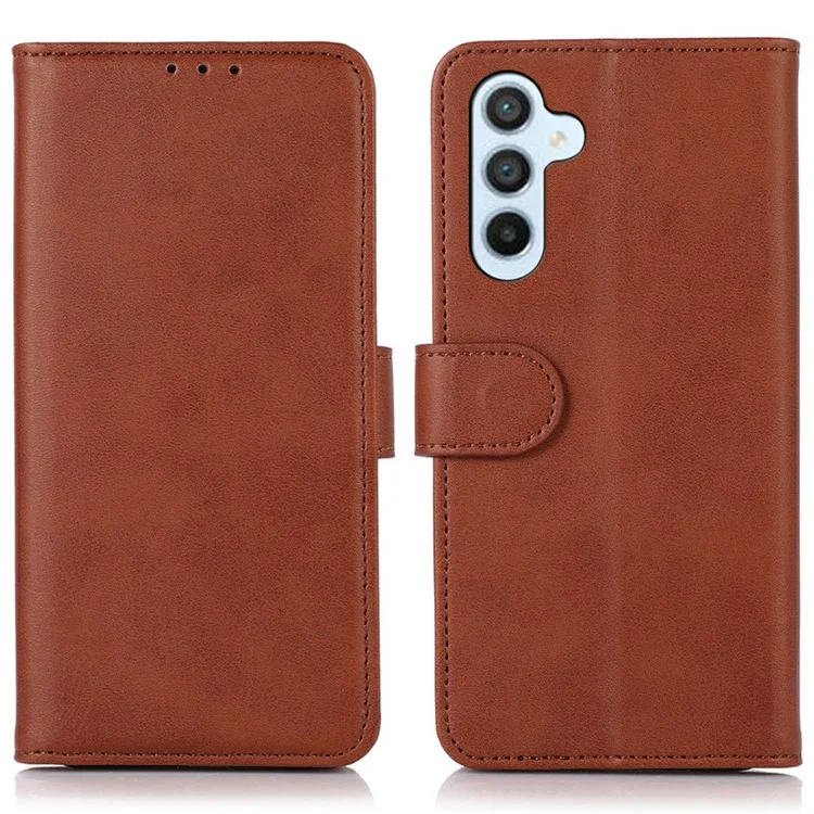 Für Samsung Galaxy A26 5G Hülle Rindsleder-Textur Leder-Brieftasche Handyhülle mit Ständer - Braun
