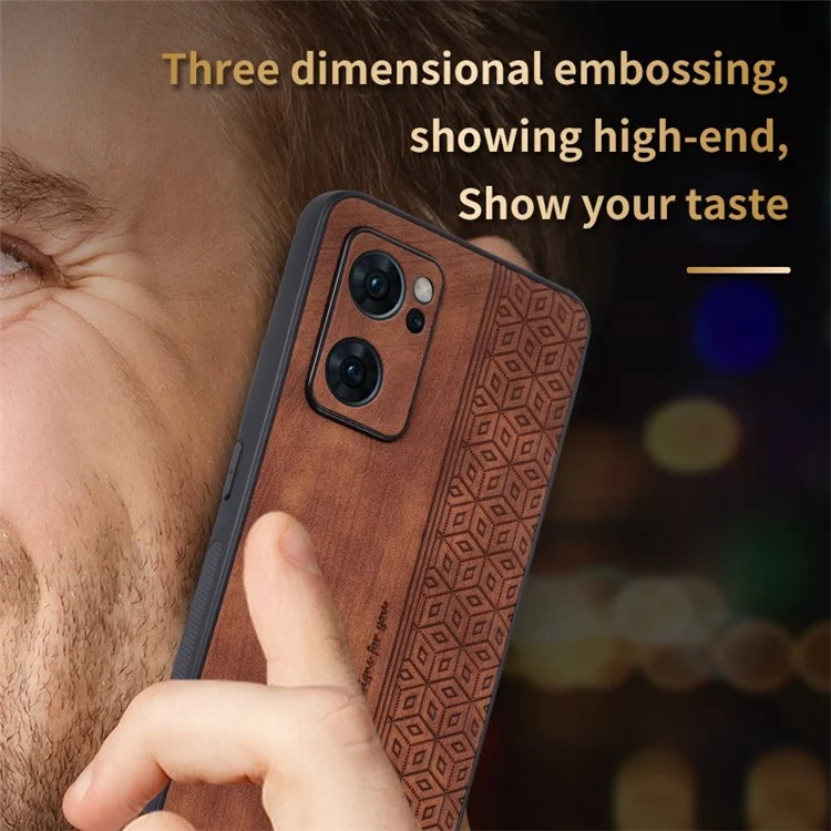 AZNS Mobiltelefonabdeckung Für Oppo Reno7 5G (global), Gedrucktes Muster PU Leder+tpu -schutzhülle - Braun