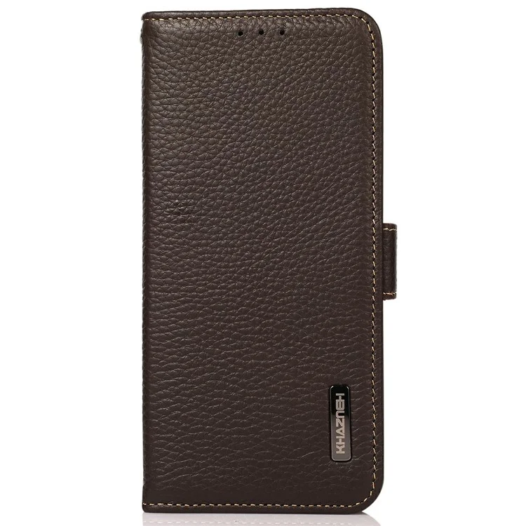 Capa de telefone KHAZNEH para Samsung Galaxy A36 5G, em couro genuíno de vaca, com bloqueio RFID - Marrom