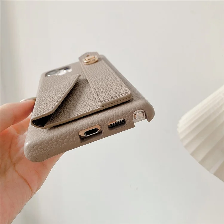 Für Samsung Galaxy S23 Ultra Hülle mit Kartenfach, Armband, Ständer, PU-Leder + PET-Handyhülle - Grau