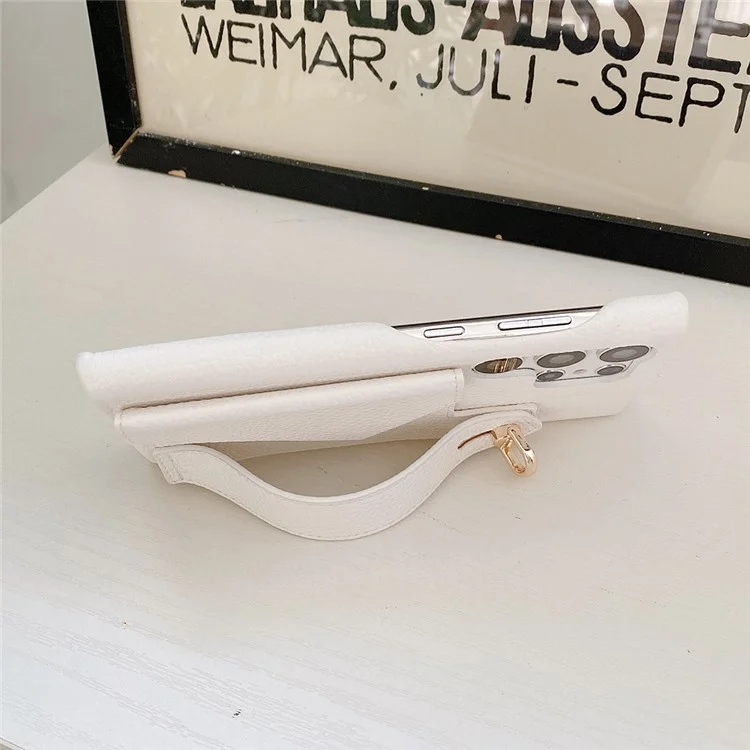 Für Samsung Galaxy S25 Ultra Hülle mit Kartenfach, Armband, Ständer, PU-Leder + PET-Telefonabdeckung - Weiß
