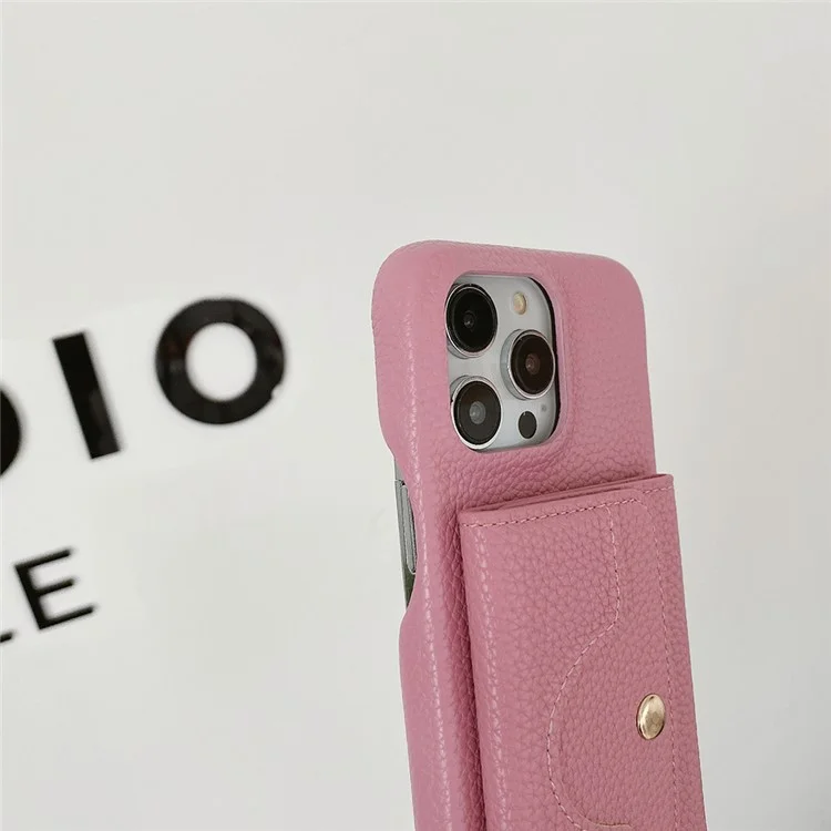 Custodia per iPhone 16 Pro Max con design a specchio, cover posteriore in pelle PU con slot per schede e cinturino da polso - Rosa