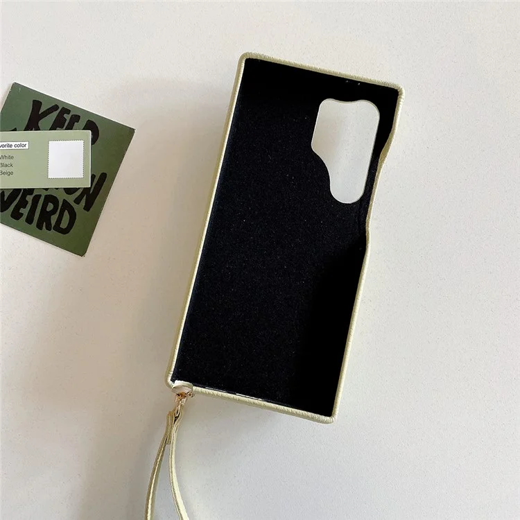 Für Samsung Galaxy S24 Ultra Hülle Spiegeldesign PU-Leder Rückseite mit Kartenschlitzen, Handschlaufe - Grün