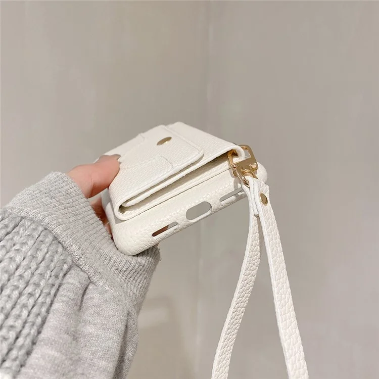 Capa para Google Pixel 8 Pro, design de espelho, cobertura traseira de couro PU com slots para cartões e alça de pulso - Branco