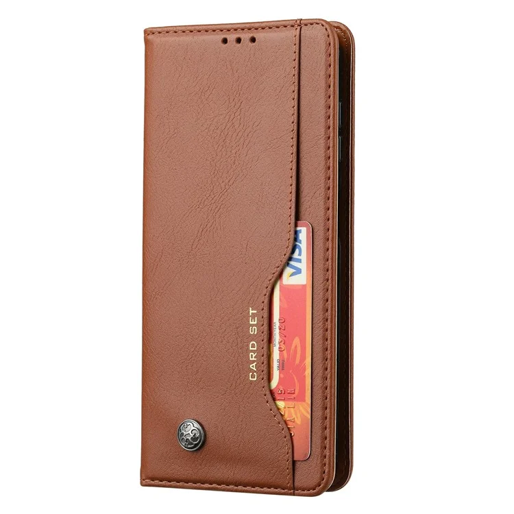 Custodia per telefono cellulare Samsung Galaxy S25, chiusura magnetica, in pelle PU, con supporto - Marrone chiaro