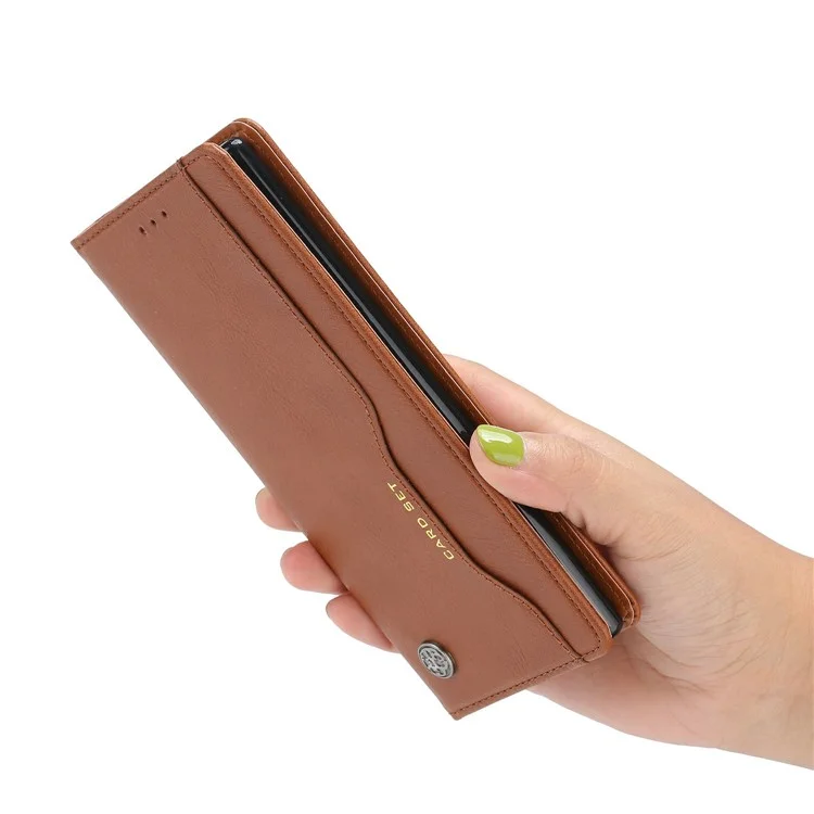 Custodia per cellulare Samsung Galaxy S25 Ultra con chiusura magnetica in pelle PU e supporto - Marrone chiaro