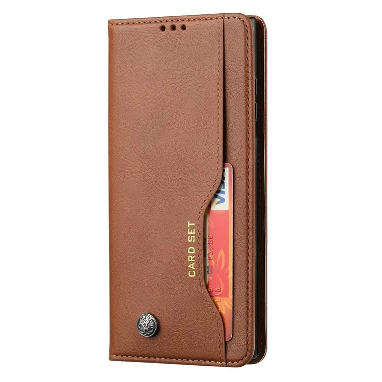 Custodia per cellulare Samsung Galaxy S25 Ultra con chiusura magnetica in pelle PU e supporto - Marrone chiaro