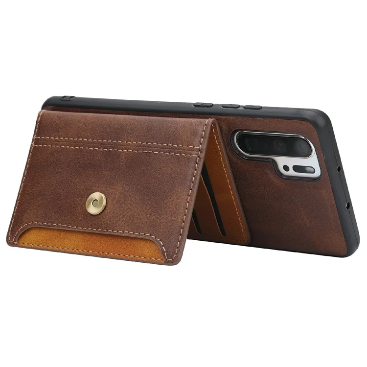 Für Samsung Galaxy S25 Ultra Hülle Kalbsleder-Textur Kartenfach PU-Leder + TPU Kickstand Handyhülle - Braun