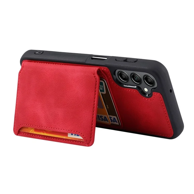 Für Samsung Galaxy S25 Hülle Geldbörse Kartenfach TPU+PU Leder Rückseite Handyhülle - Rot