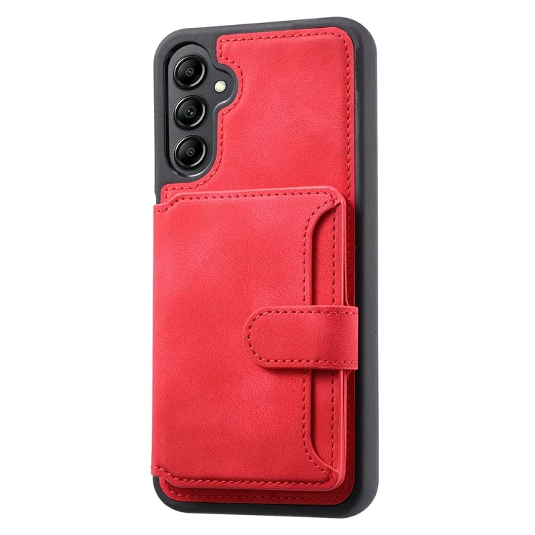 Für Samsung Galaxy S25 Hülle Geldbörse Kartenfach TPU+PU Leder Rückseite Handyhülle - Rot