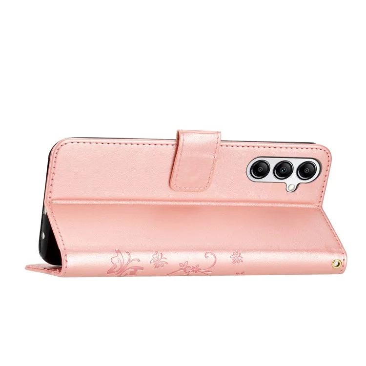 Étui pour Samsung Galaxy A56 5G en cuir PU avec porte-monnaie et dragonne - Rose gold