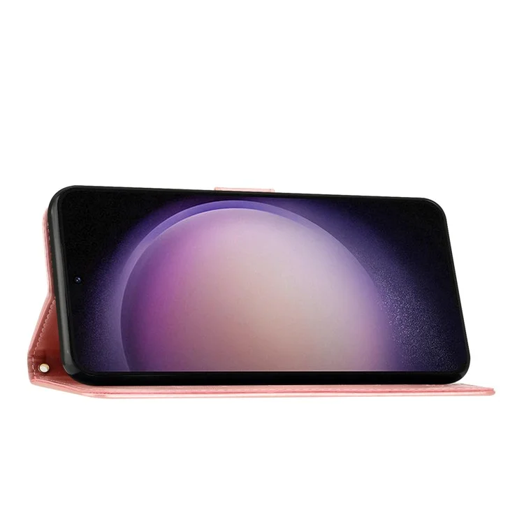 Étui pour Samsung Galaxy A56 5G en cuir PU avec porte-monnaie et dragonne - Rose gold