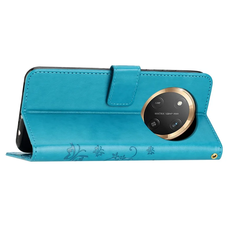 For Honor Magic7 Lite 5G / X9c 5G / X60 Pro 5G Case PU Leather Phone Wallet Cover with Strap - Blue