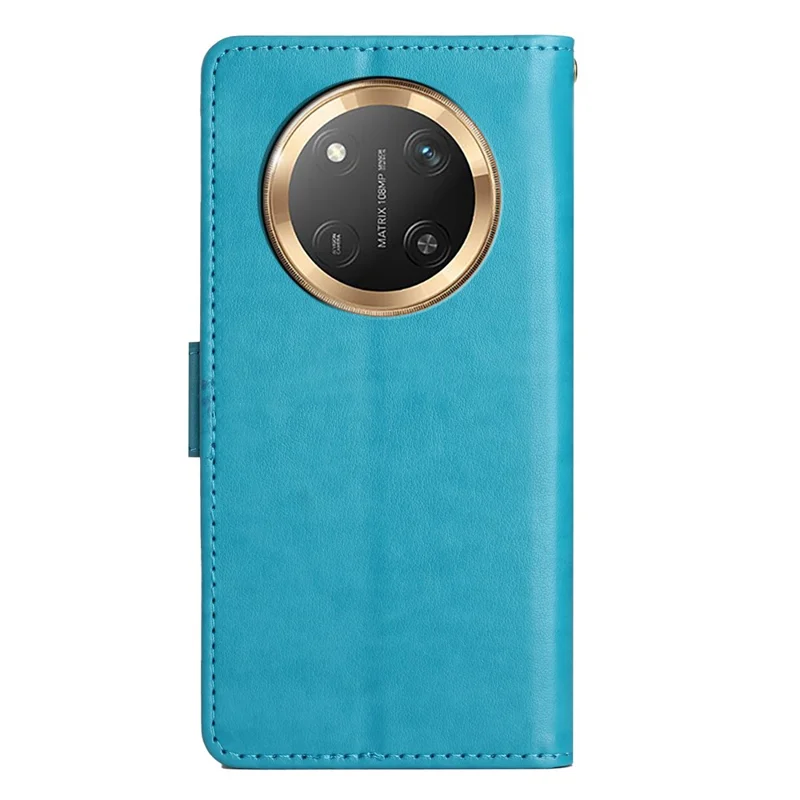 For Honor Magic7 Lite 5G / X9c 5G / X60 Pro 5G Case PU Leather Phone Wallet Cover with Strap - Blue